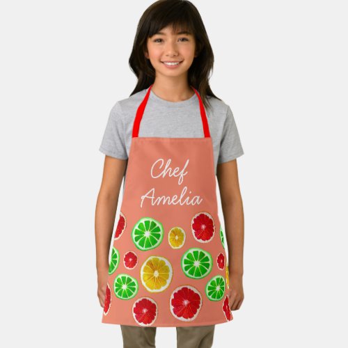 Junior chef fruit slice art colorful kids apron