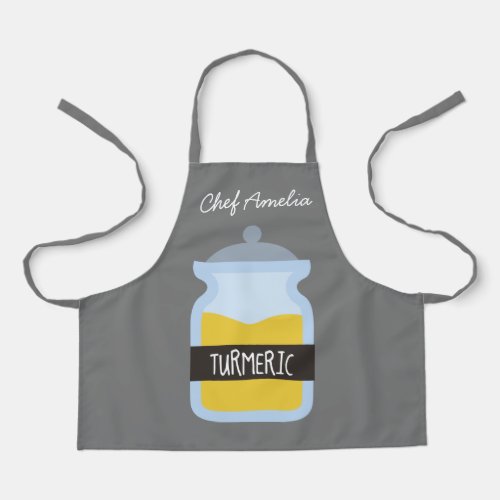 Junior chef jar spices tumeric colurful kids apron