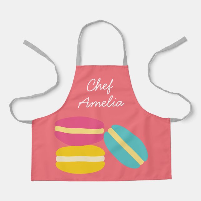 Junior chef macarons colorful kids apron (Front)