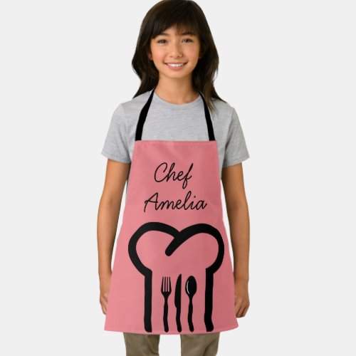 Junior chef pink colorful kids apron