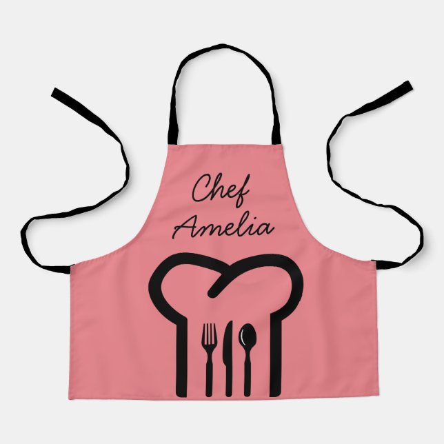 Junior chef pink colorful kids apron (Front)