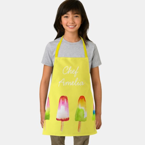 Junior chef popsicles art colorful kids apron