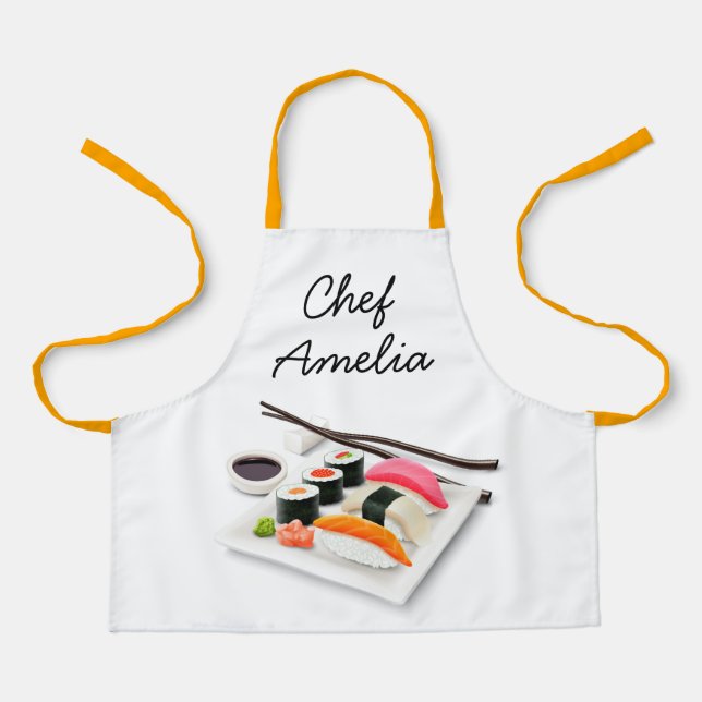 Junior chef sushi colorful kids apron (Front)