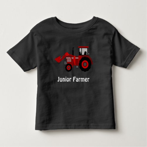 Junior Farmer and Red Loader Tractor Toddler T_shirt