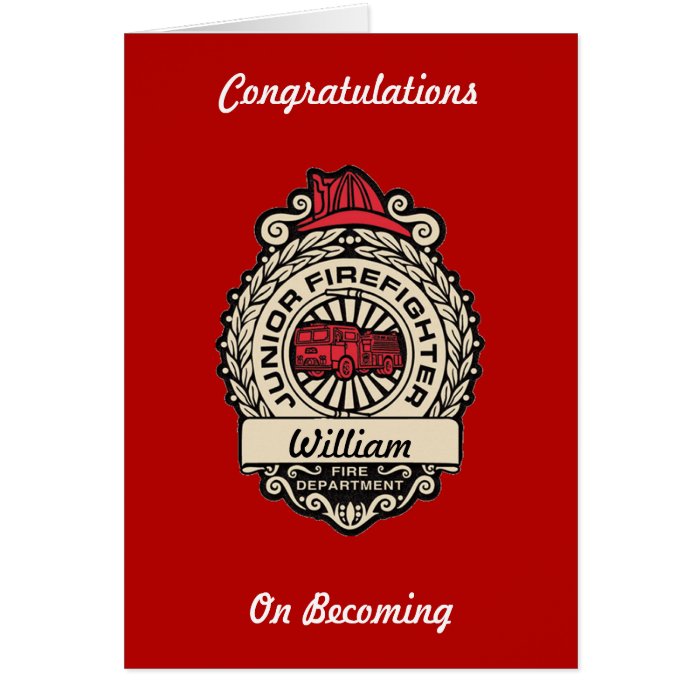 Junior Firefighter Custom Greeting card