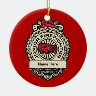 Junior Firefighter's Badge Ceramic Ornament