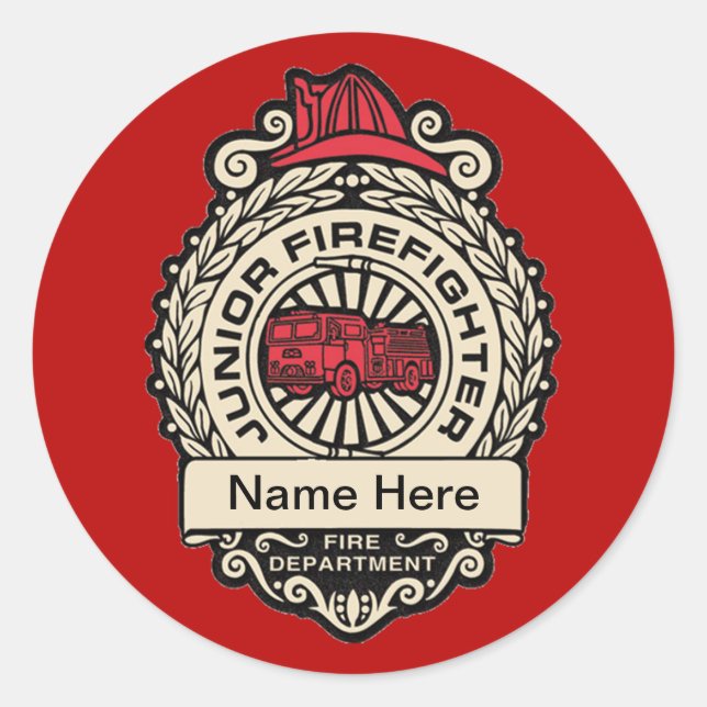 Junior Firefighter's Badge Custom Sticker (Front)