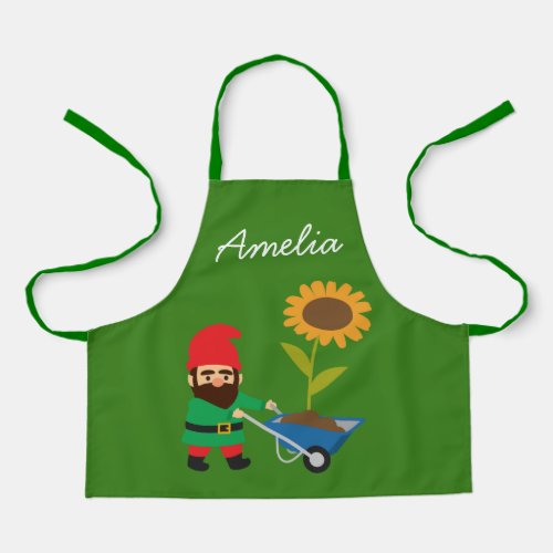 Junior gardener gnome colorful kids apron