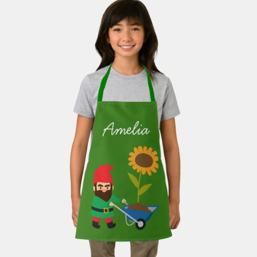 Junior gardener gnome colorful kids apron