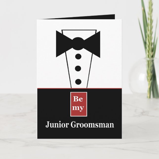 JUNIOR GROOMSMAN Invitation with Tux - Funny (Front)