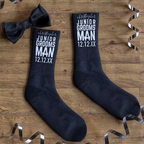 Junior Groomsman Personalized Black Wedding Socks