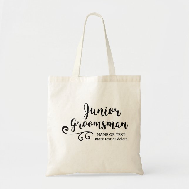Junior Groomsman Tote Bag | Chic Modern Script (Front)