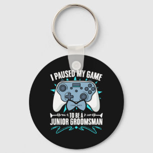 Junior Groomsman Video Gamer Paused My Game Junior Keychain