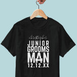 Junior Groomsman Wedding Bridal Party T-Shirt<br><div class="desc">Treat your junior groomsmen to matching junior groomsman shirts! Jut add their name and your wedding date and get them to woo your guests with their cuteness. Perfect attire for wedding rehearsals</div>
