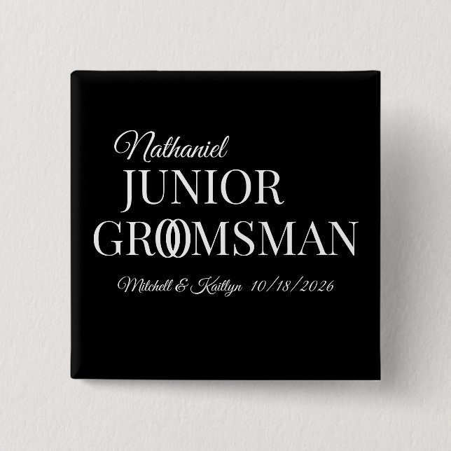 Junior Groomsman Wedding Button (Front)