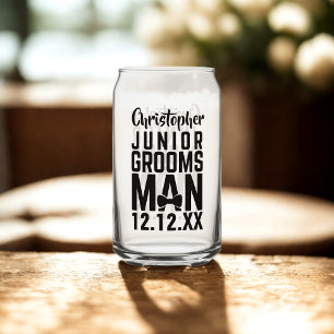 Junior Groomsman Wedding Favor Can Glass