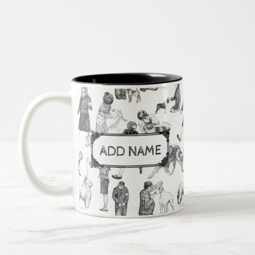 JUNIOR Handlers Dog Show Black Toile wCustom Name Two_Tone Coffee Mug