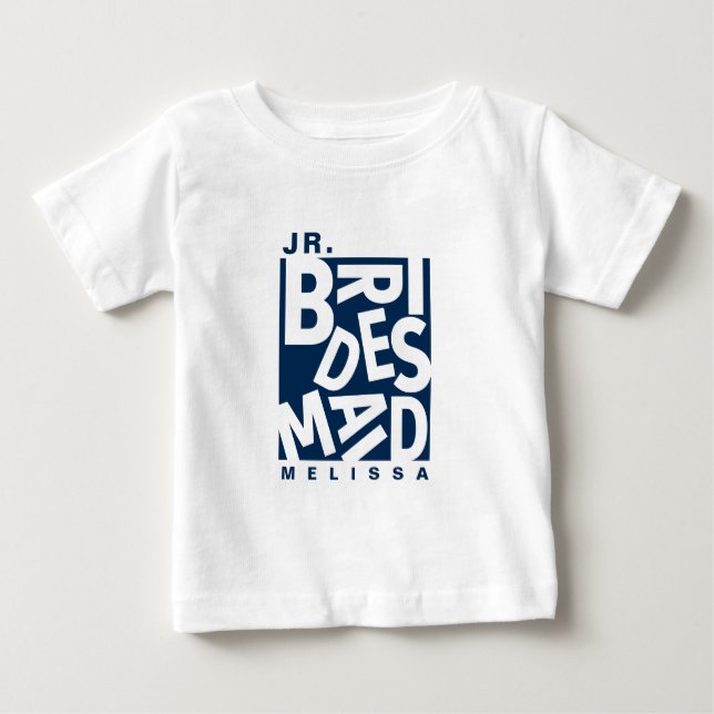 Junior Jr. Bridesmaid, wedding party, Navy Blue Baby T-Shirt (Front)
