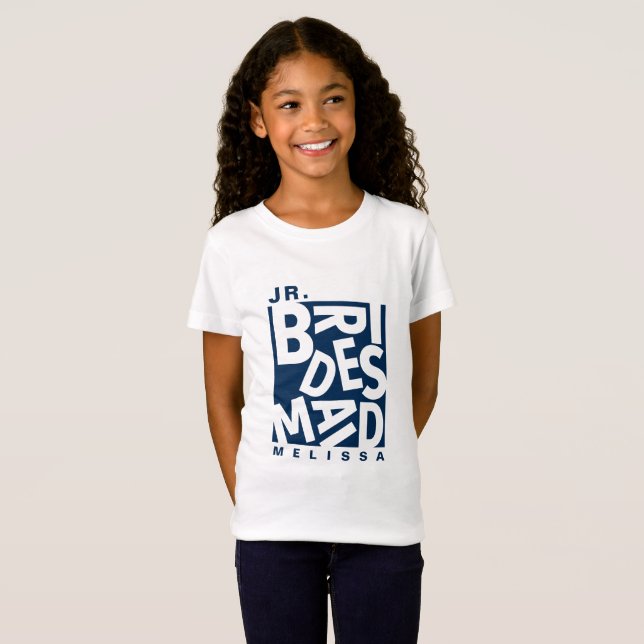 Junior Jr. Bridesmaid, wedding party, Navy Blue T-Shirt (Front Full)