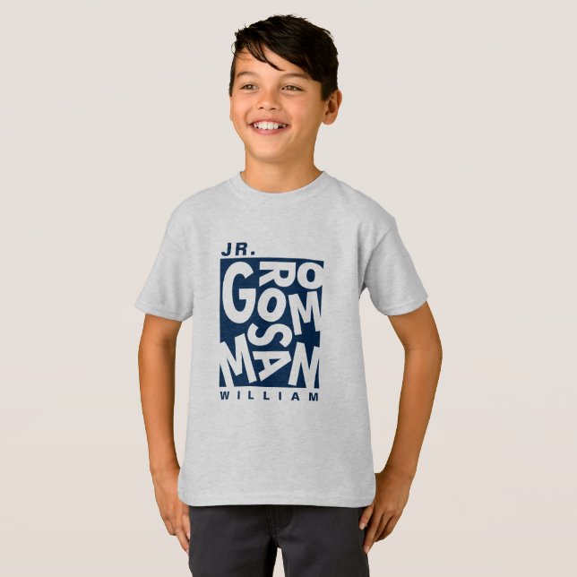 Junior Jr. Groomsman, wedding party, Navy Blue T-Shirt (Front Full)