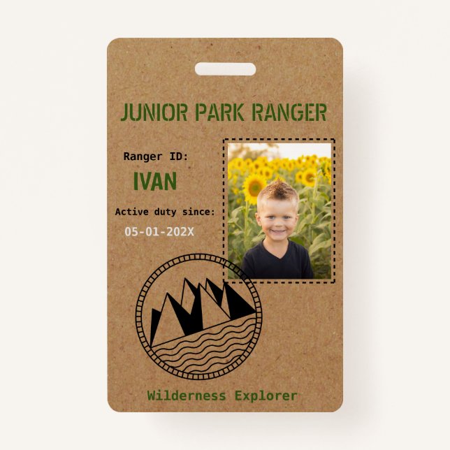 Junior Park Ranger Birthday Party Badge (Front)