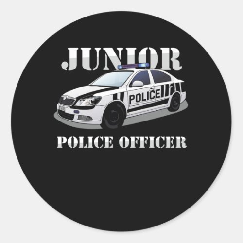 Junior Police Officer Policeman Police Car Cop Gif Classic Round Sticker