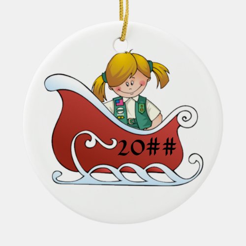 Junior Sled Blonde Ceramic Ornament