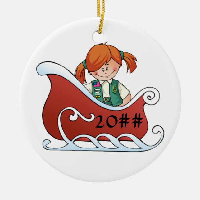 Junior Sled Redhead Ceramic Ornament (Front)