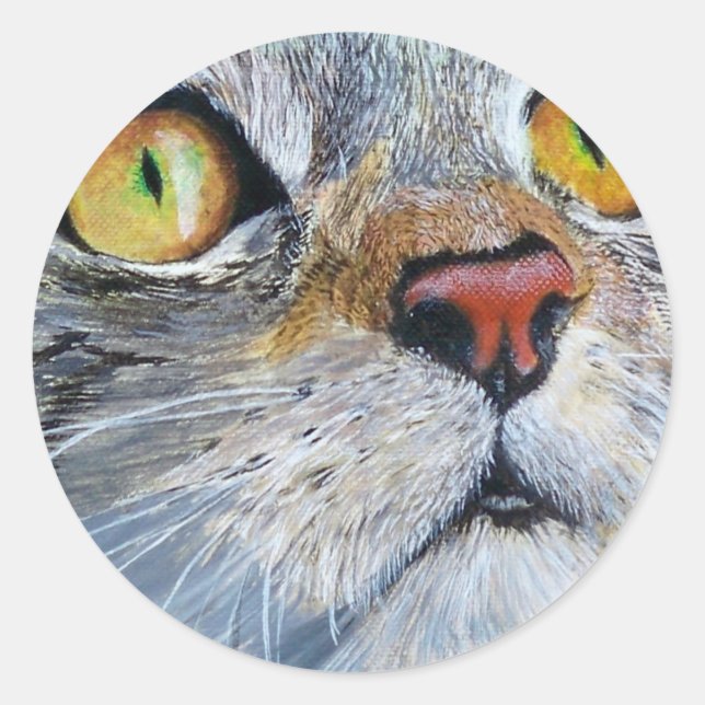 Junior the Cat Classic Round Sticker (Front)