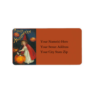 Junior Witch and Jack O Lantern Address Label