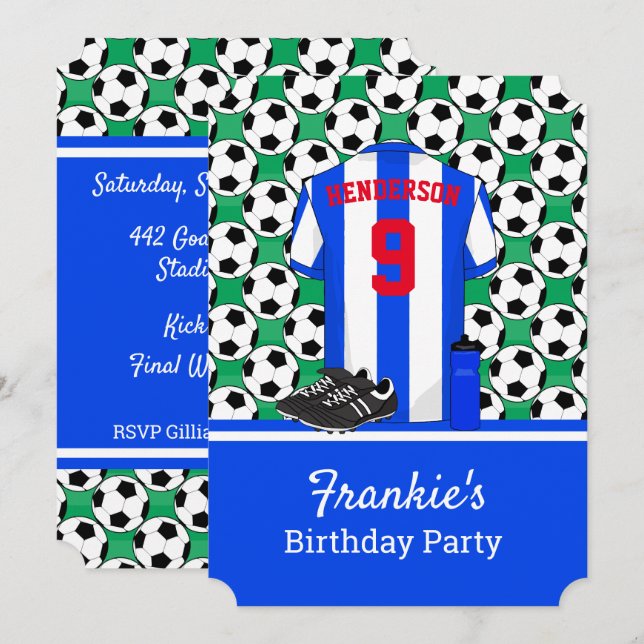 Junior youth soccer event BW Stripes Invitation (Front/Back)