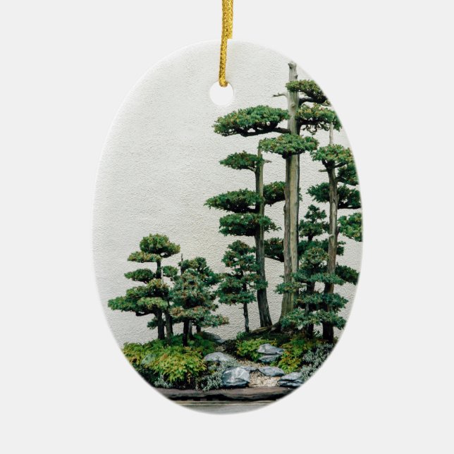 Juniper Bonsai Forest Ceramic Ornament (Front)