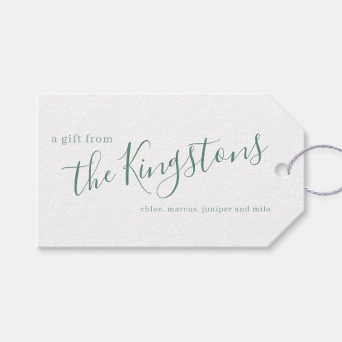 Juniper Family Name Script Gift Tags