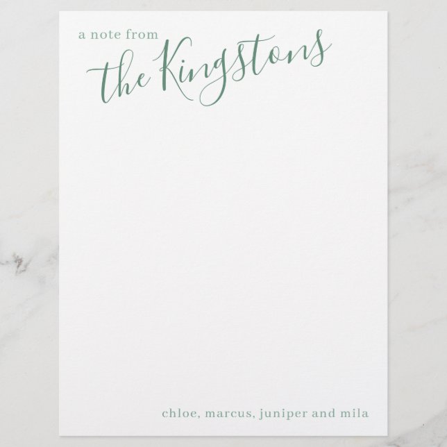 Juniper Family Name Script Letterhead (Front)