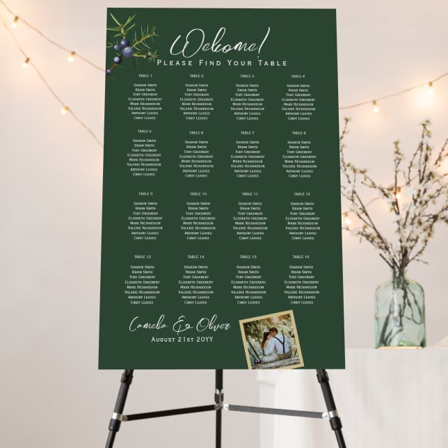 Juniper Green Wedding Seating Chart Foam Board (In Situ (Stand))