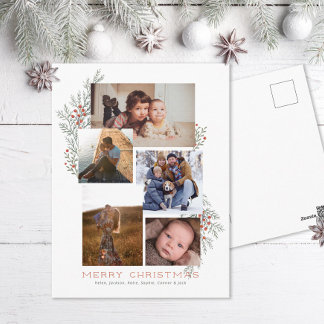 Juniper Photo Collage Holiday Postcard