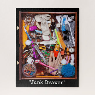 Junk Drawer Chaos Vintage Flat Lay Illustration Jigsaw Puzzle