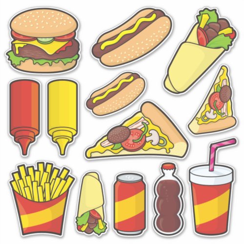 Junk Food Icon Set Stickers