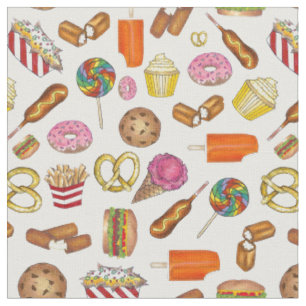 Junk Food Junkie Burger Donut Lollipop Ice Cream Fabric