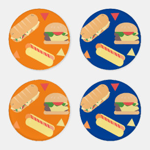 Junk Food Lunch Pattern  Coaster Set