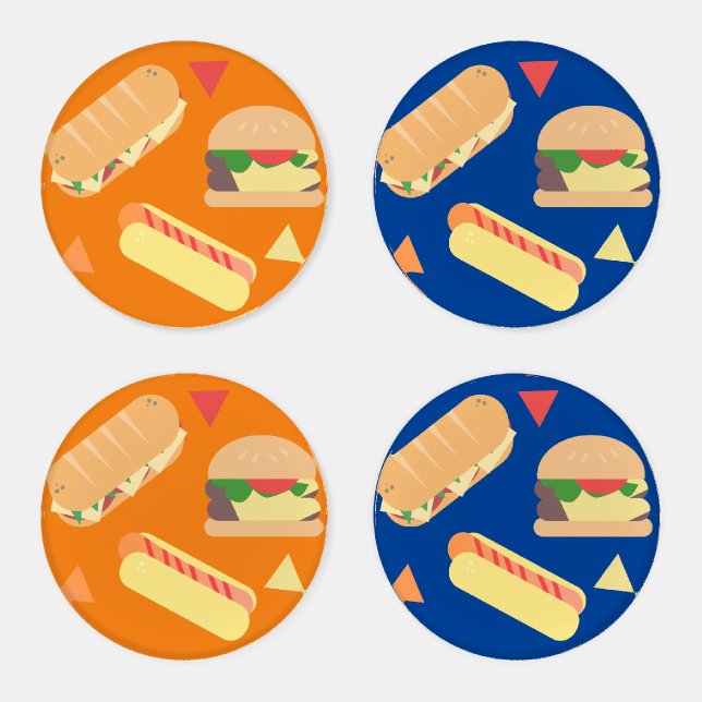 Junk Food Lunch Pattern  Coaster Set (Set)