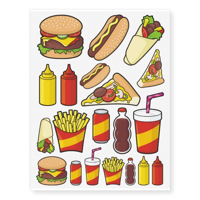 Junk Food Temporary Tattoos (Front)