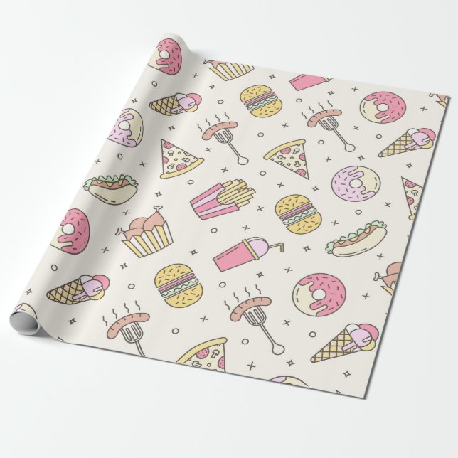 Junk Food Wrapping Paper (Unrolled)
