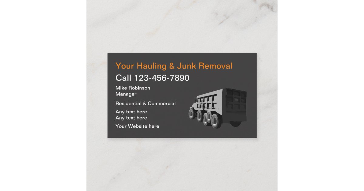 Junk Hauling And Removal Services Business Card Zazzle