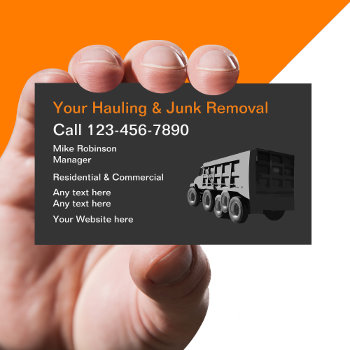 Junk Hauling And Removal Services Business Card by Luckyturtle at Zazzle