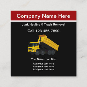 Junk Hauling And Trash Removal Square Business Card