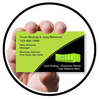 Junk Hauling Dumpster Rental Business Card by Luckyturtle at Zazzle