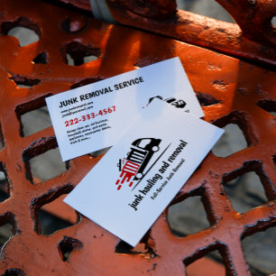 JUNK HAULING TRASH REMOVAL RED BLACK BUSINESS CARD