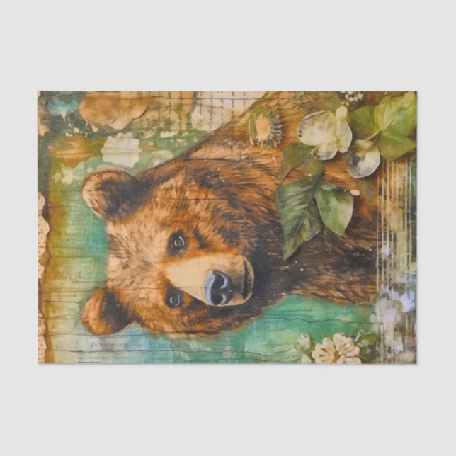 Junk Journal Bear Tissue Paper (Front)