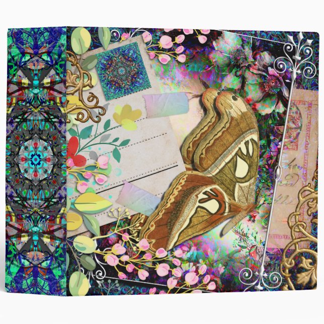 Junk Journal Butterfly Scraps 3 Ring Binder (Front/Spine)